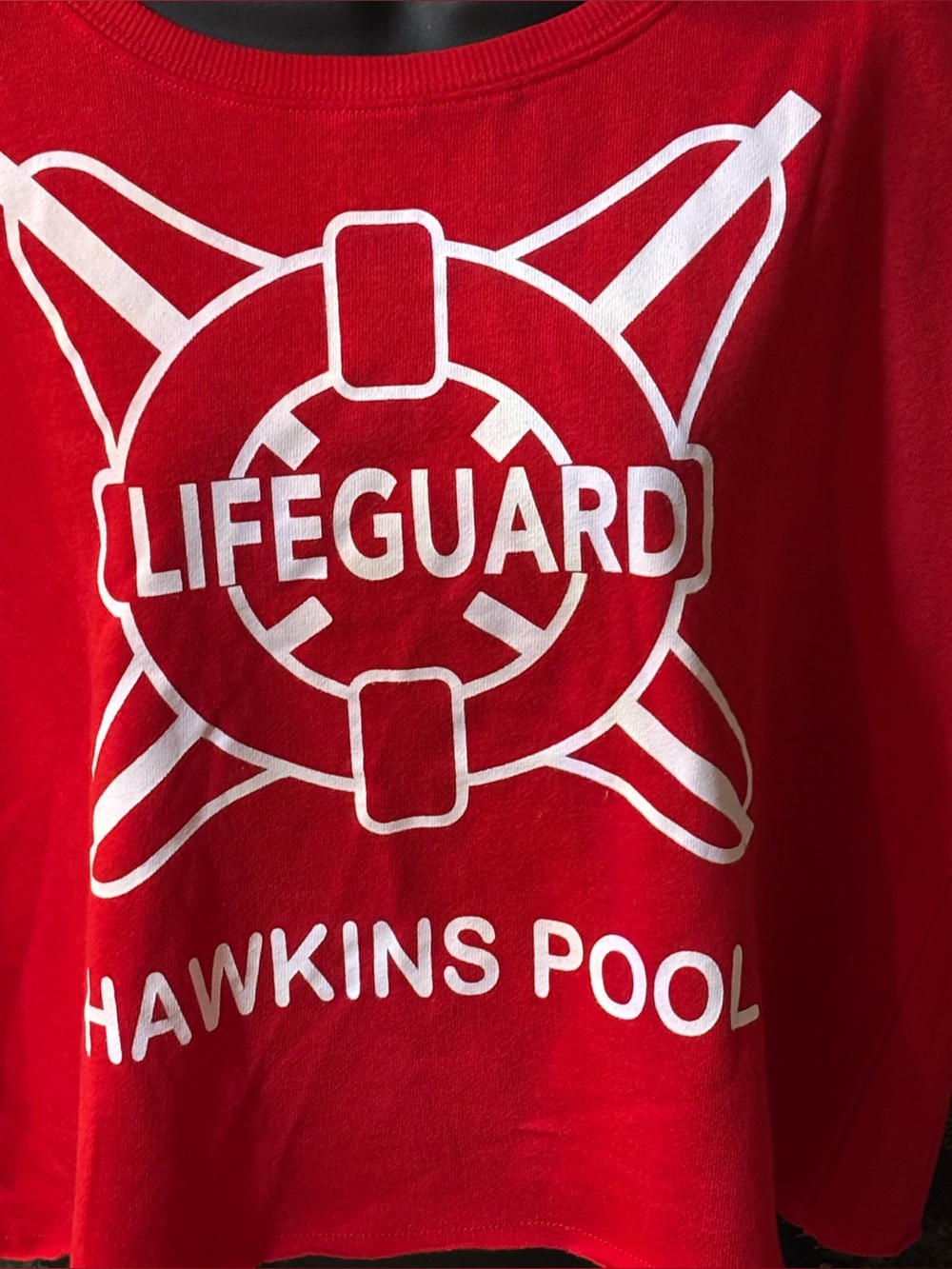 Stranger Things Hawkins Lifeguard Crop Top NWT Red Netflix Official Merch Med - Picture 3 of 11